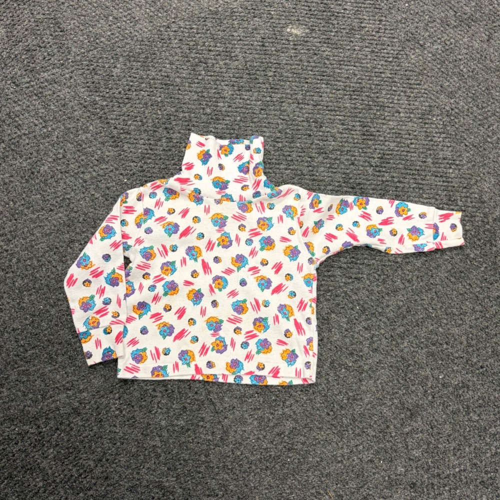 Vintage Dobie Toddler 2T Turtleneck Shirt Floral Abstract Print Made in USA 90s